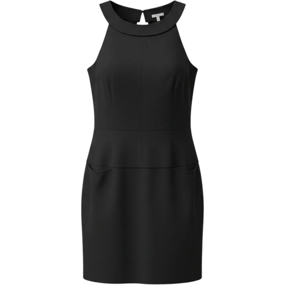 Trina‎ Turk Black Halter Neck Drop Waist Pocket Cocktail Dress Size 10